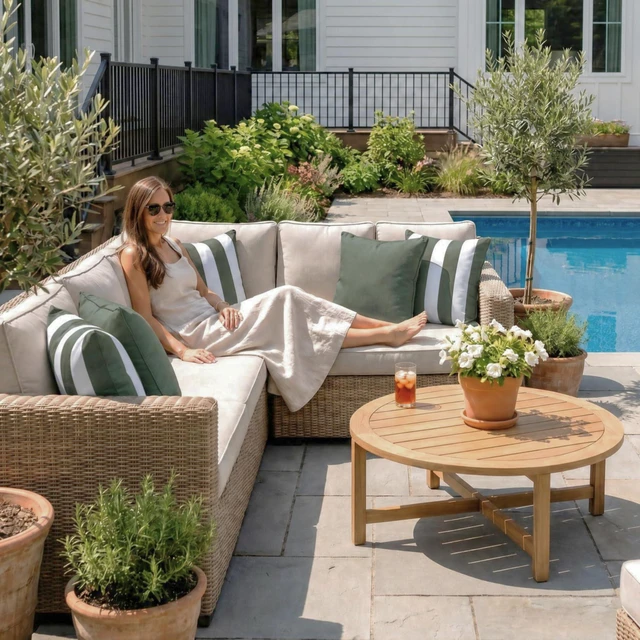 Alt view image 6 of 7 - Outdoor Pillows Set of 2 - Waterproof 18x18 Throw Pillow Covers | Durable Weather Resistant Cushions for Porch and Patio Furniture Decor - Fits Garden, Balcony or Backyard Seating