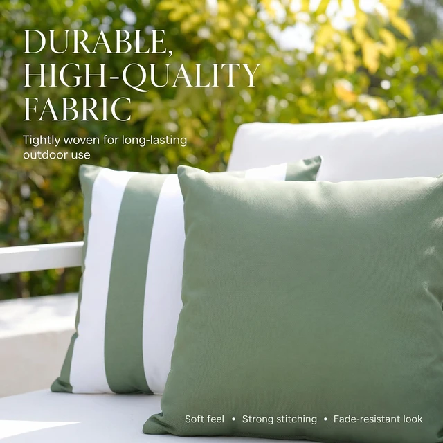 Alt view image 7 of 7 - Outdoor Pillows Set of 2 - Waterproof 18x18 Throw Pillow Covers | Durable Weather Resistant Cushions for Porch and Patio Furniture Decor - Fits Garden, Balcony or Backyard Seating