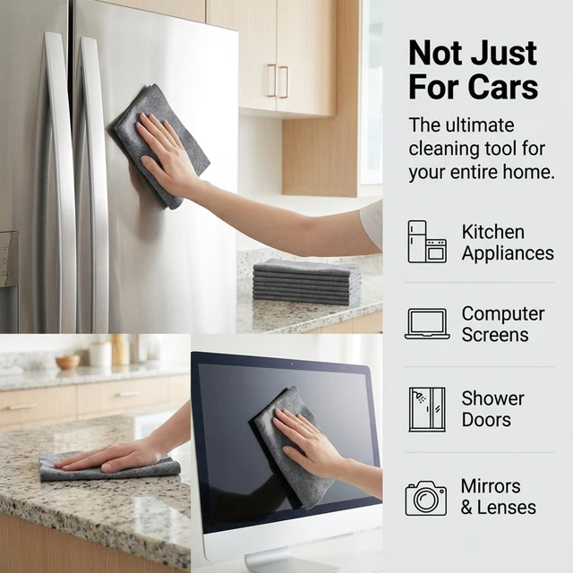 Alt view image 3 of 7 - Ezymivs 10Pcs Magic Cleaning Cloths for Glass, Thickened Magic Cloths for Windows & Glass 2Size Reusable Lint Free Streak Free Microfiber Magics Cloth for Kitchen, Windows, Mirrors, Cars