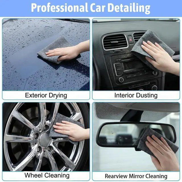 Alt view image 2 of 7 - Ezymivs 10Pcs Magic Cleaning Cloths for Glass, Thickened Magic Cloths for Windows & Glass 2Size Reusable Lint Free Streak Free Microfiber Magics Cloth for Kitchen, Windows, Mirrors, Cars