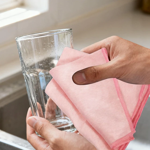 Alt view image 4 of 7 - Yamlnke Microfiber Glass Cleaning and Polishing Cloth, Blue, Lint Free, 15.7 x 15.7 Inch, for Windows, Glasses, Windshields, Mirrors, Stainless Steel, 1 Pack (1, Pink, Large)