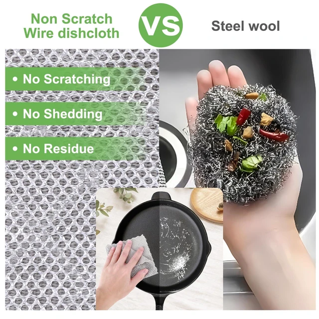 Alt view image 4 of 6 - SAYAPE Double-Sided Cleaning Rags - Multipurpose Non Scratch Wire Dishcloth & Microfiber Cleaning Cloths - Reusable Dish Cloth for Kitchen, Car, and Housekeeping - 8-Pack - Gray