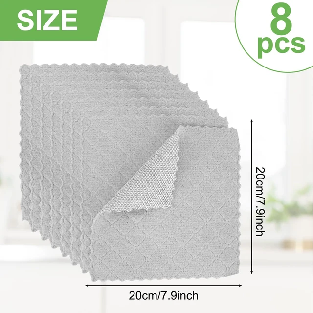 Alt view image 6 of 6 - SAYAPE Double-Sided Cleaning Rags - Multipurpose Non Scratch Wire Dishcloth & Microfiber Cleaning Cloths - Reusable Dish Cloth for Kitchen, Car, and Housekeeping - 8-Pack - Gray