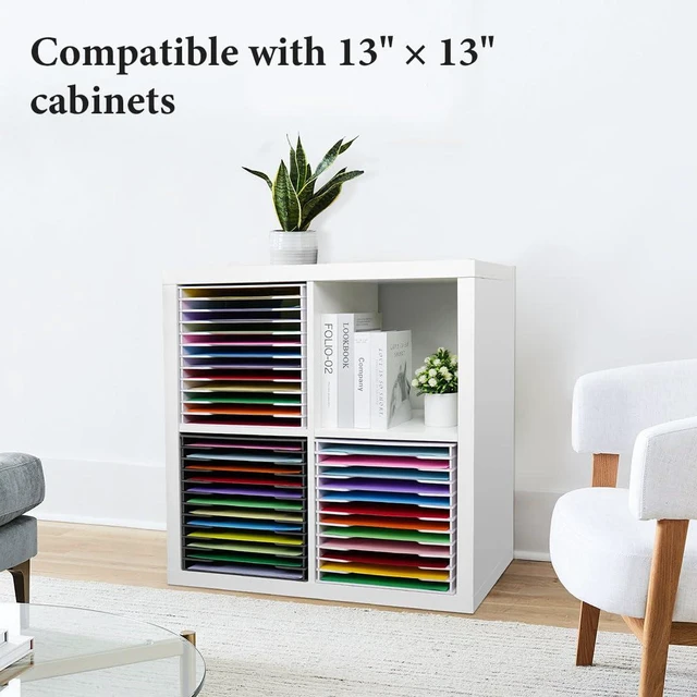 Alt view image 6 of 7 - 12 Slots Scrapbook Paper Organizer for Sizes 12" x 12" | File Sorter Storage, Document Holder, Desktop Scrapbook Paper Organizer Rack for Home Office School, Standard Size, White