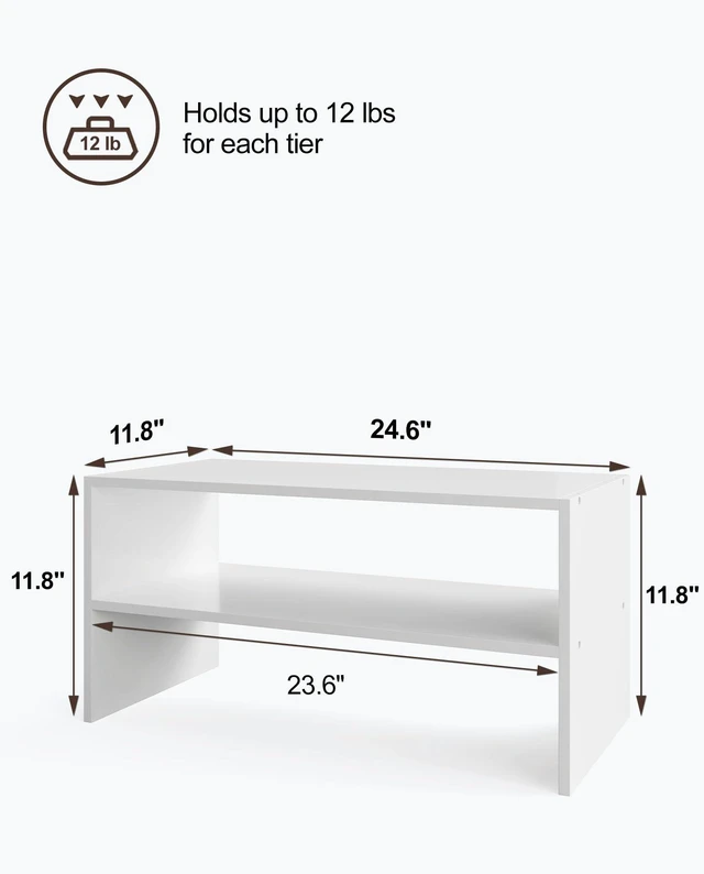 Alt view image 4 of 7 - 2-Tier Stackable Shoe Rack, Holds 69 Pairs, 24.6 Inches, White | Freestanding Wooden Shoe Shelf with Upgraded Stability, Space Saving, Perfectly Fits Closet, Entryway, Office and Dorms