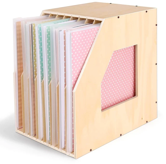 Main image of 12x12 Paper Storage Organizer, Slope Design Scrapbooking Storage | Paper Shelf For Holding 12 x 12 Inch Scrapbooking, 8 Slot Stable Scrapbook Paper Rack For Portfolio, Heat Transfer