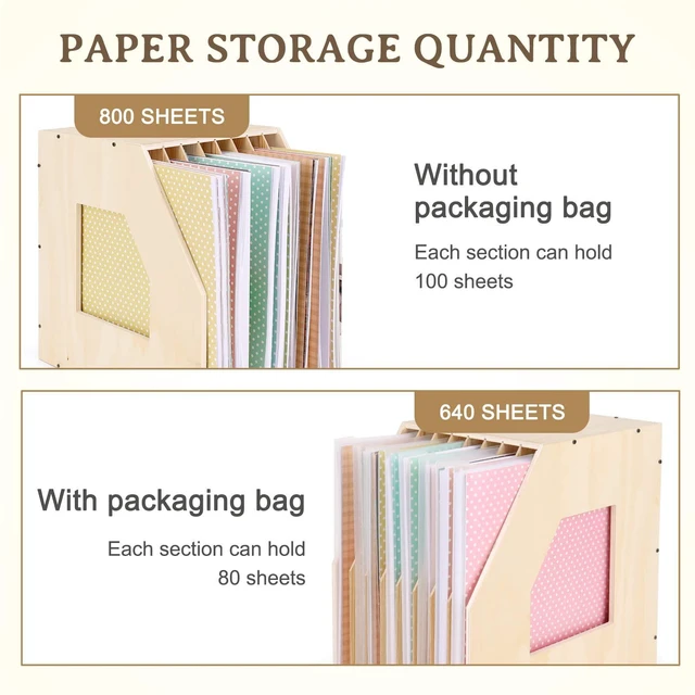 Alt view image 4 of 7 - 12x12 Paper Storage Organizer, Slope Design Scrapbooking Storage | Paper Shelf For Holding 12 x 12 Inch Scrapbooking, 8 Slot Stable Scrapbook Paper Rack For Portfolio, Heat Transfer