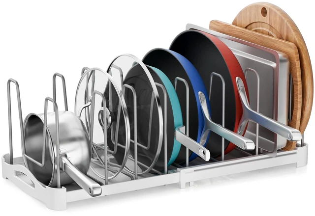 Main image of Adjustable Bakeware Organizer Pot Lid Holder Rack for Pots, Cake Molds, Cutting Boards, Mats, Cookware, GS02SS, Pack of 2