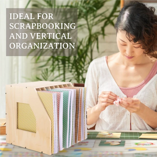 Alt view image 7 of 7 - 12x12 Paper Storage Organizer, Slope Design Scrapbooking Storage | Paper Shelf For Holding 12 x 12 Inch Scrapbooking, 8 Slot Stable Scrapbook Paper Rack For Portfolio, Heat Transfer