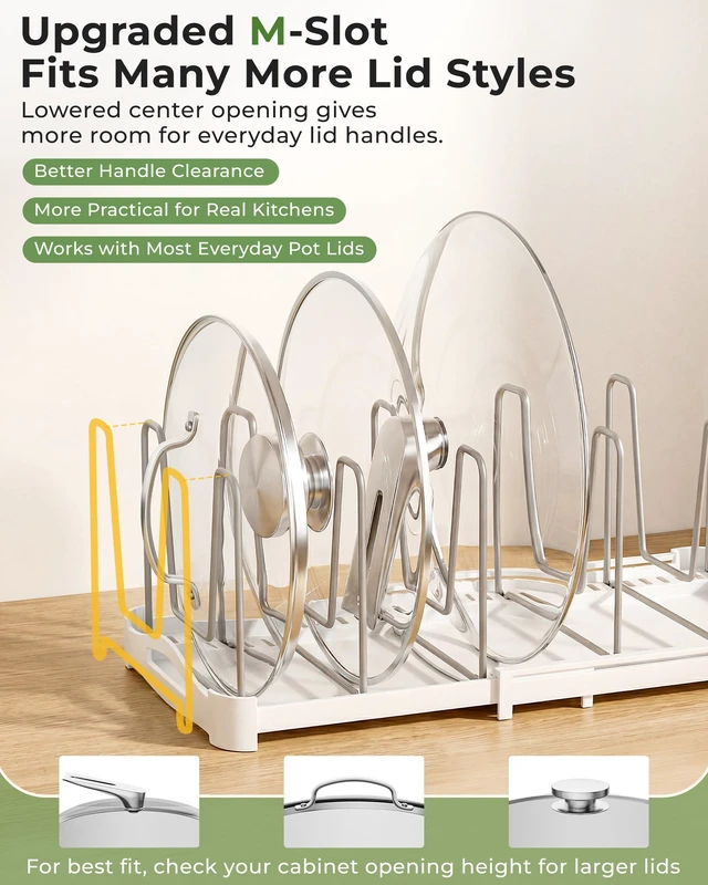 Alt view image 3 of 7 - Adjustable Bakeware Organizer Pot Lid Holder Rack for Pots, Cake Molds, Cutting Boards, Mats, Cookware, GS02SS, Pack of 2