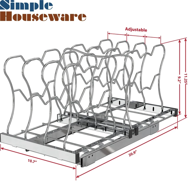 Alt view image 7 of 7 - Under Cabinet Pull Out Sliding Shelf Organizer, Chrome | for Kitchen Pan and Pot Lid Organizer