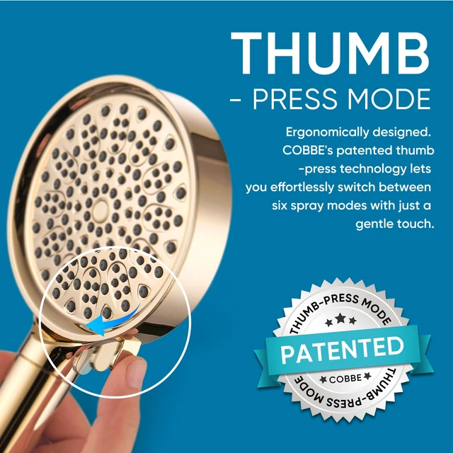 Alt view image 3 of 7 - Filtered Shower Head with Handheld, High Pressure 6 Spray Mode Showerhead with Filters, Water Softener Filters Beads for Hard Water - Remove Chlorine - Reduces Dry Itchy Skin, Egyptian Gold