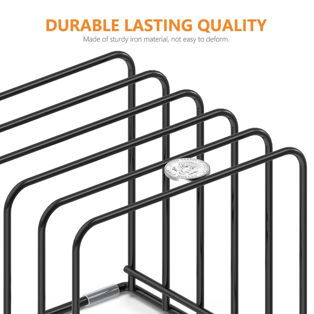 Alt view image 3 of 7 - Kitchen Cabinet Organizer, Steel Cookware Holder, Divided Holder with 5 Slots for Skillets Baking Tray and Chopping Board Rack - Baking Pan Holder Storage (2 PCS)