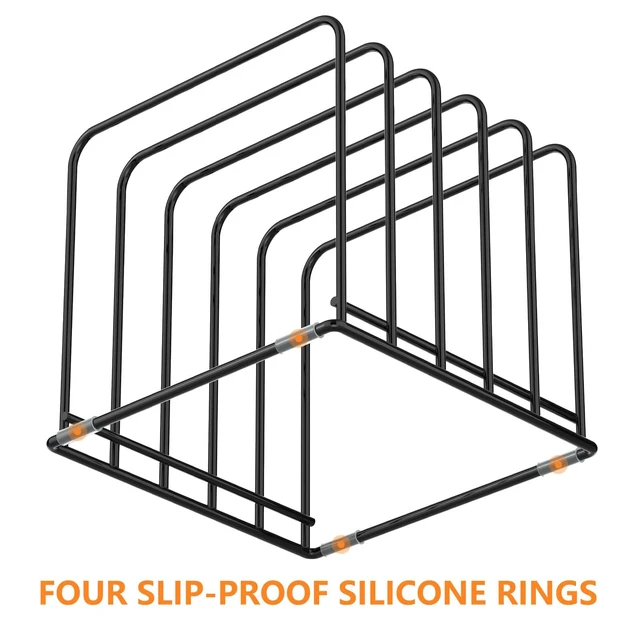 Alt view image 4 of 7 - Kitchen Cabinet Organizer, Steel Cookware Holder, Divided Holder with 5 Slots for Skillets Baking Tray and Chopping Board Rack - Baking Pan Holder Storage (2 PCS)