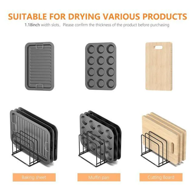 Alt view image 5 of 7 - Kitchen Cabinet Organizer, Steel Cookware Holder, Divided Holder with 5 Slots for Skillets Baking Tray and Chopping Board Rack - Baking Pan Holder Storage (2 PCS)