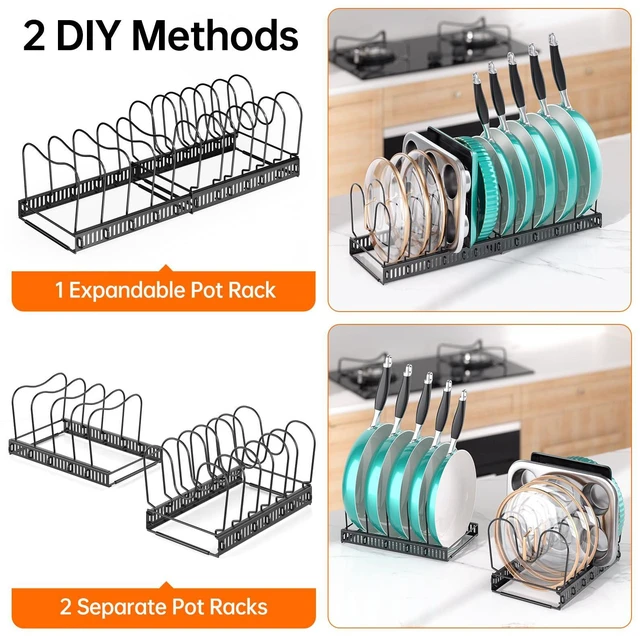 Alt view image 5 of 7 - Expandable Pot Pan Lid Organizers inside Cabinet, 12 Divider-Black | Expandable 11.822.9", 12 Adjustable Divider, Tool-Free Assembly, Non-Slip, Scratch-Proof, For Pan Lid Cutting Board Bakeware