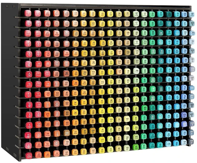 Main image of Art Marker Storage Rack for 300 Markers, Black | Watercolour Brushes Pens Color Pencils Organizer Holder for Desk