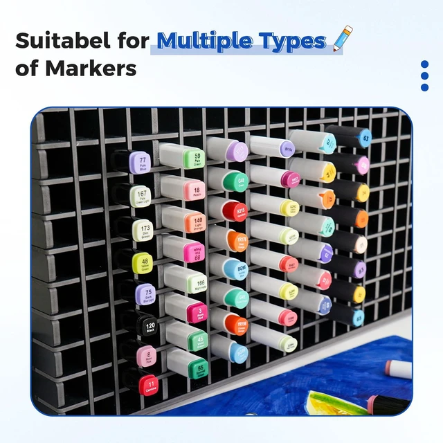 Alt view image 4 of 6 - Art Marker Storage Rack for 300 Markers, Black | Watercolour Brushes Pens Color Pencils Organizer Holder for Desk