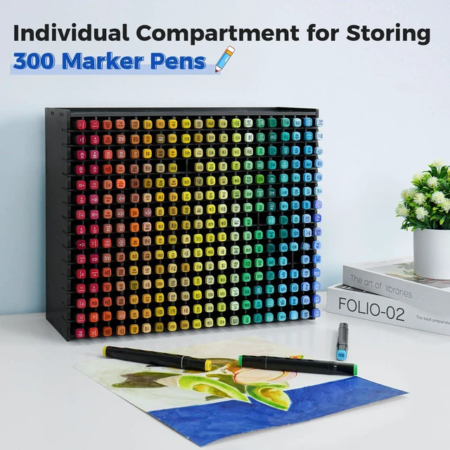 Alt view image 5 of 6 - Art Marker Storage Rack for 300 Markers, Black | Watercolour Brushes Pens Color Pencils Organizer Holder for Desk