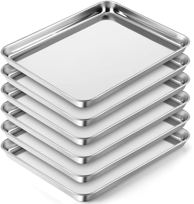 Main image of 6 Pcs Baking Sheet Set Stainless Steel Cookie Sheet Cookie Baking Pan Bakeware Oven Tray Dishwasher Safe Commercial Grade Pans(12x9.5x1 Inch)