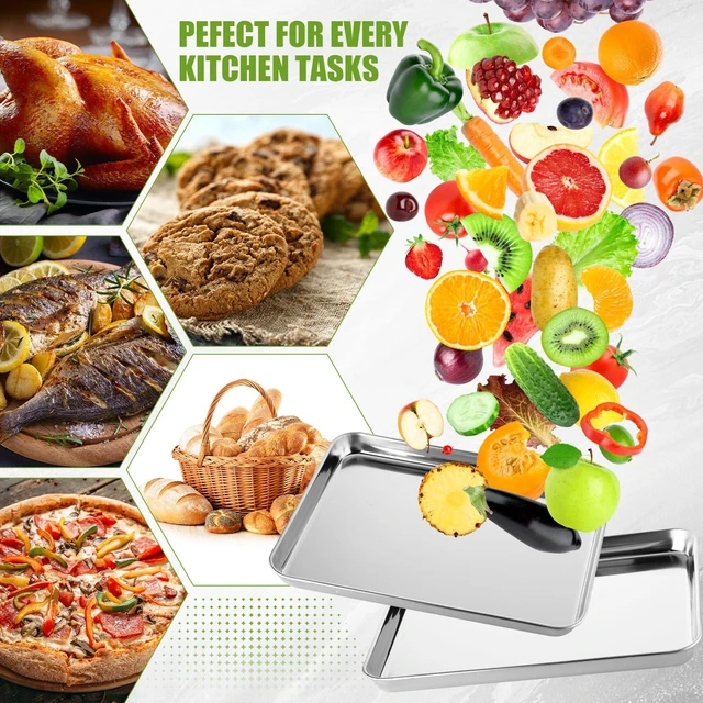 Alt view image 6 of 6 - 6 Pcs Baking Sheet Set Stainless Steel Cookie Sheet Cookie Baking Pan Bakeware Oven Tray Dishwasher Safe Commercial Grade Pans(12x9.5x1 Inch)