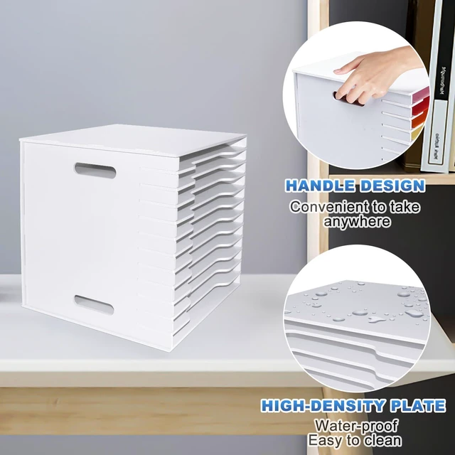 Alt view image 5 of 7 - 12x12 Scrapbook Paper Organizer Storage,12 Tier Desk File Organizer with Adjustable Shelves,Desktop 12 Slots File Sorter Storage Wide Document Holder Cabinets Letter Mail Tray for Home SchoolOffice