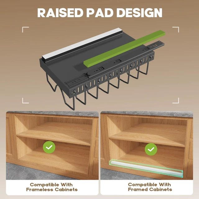 Alt view image 3 of 7 - Pull Out Pots and Pans Organizer Under Cabinet, Sliding Lid Holder and Pan Rack in Kitchen, Slide Out Inside Cabinet Storage for Pot Lid, Bakeware, Dishes, 8 Adjustable Dividers, 2 Pack Black
