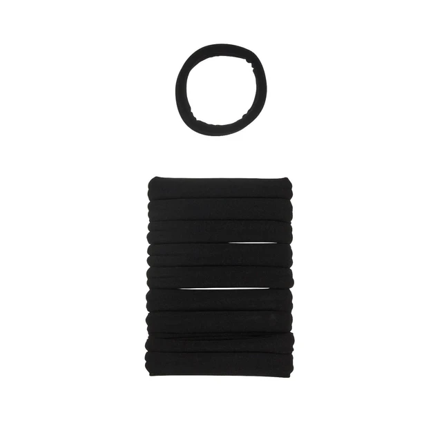 Alt view image 2 of 7 - No Damage Super Comfy Hosiery Elastic Hair Tie Ponytailers - Black - Thick Hair - 10pcs