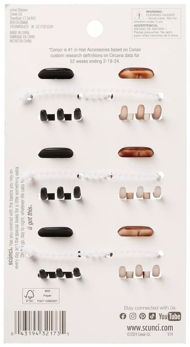 Alt view image 7 of 7 - No-Slip Grip Mini Claw Clips - Matte Tortoise/Black - All Hair - 6pcs: Hair Styling, Solid Pattern