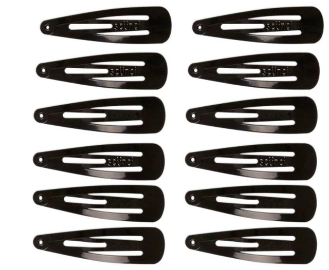 Alt view image 7 of 7 - Metal Snap Clips - Black - All Hair - 12pcs: Hair Styling, Fashion, Securing Hair