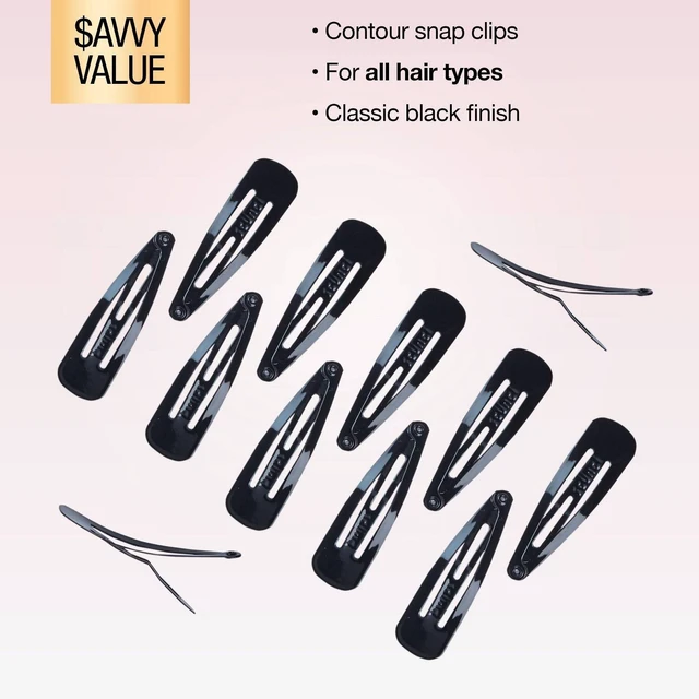Alt view image 4 of 7 - Metal Snap Clips - Black - All Hair - 12pcs: Hair Styling, Fashion, Securing Hair