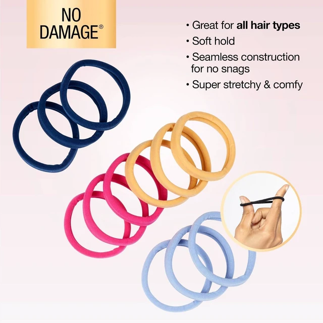 Alt view image 5 of 7 - No Damage Super Comfy Hosiery Elastic Hair Tie Ponytailers - Assorted Colors - All Hair - 12pcs
