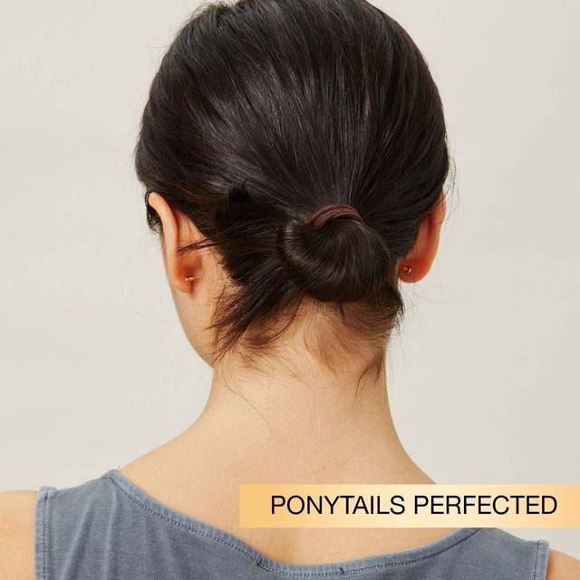 Alt view image 7 of 7 - No Damage Elastic Hair Ties - Brown - All Hair - 4mm - 18pcs: Hair Styling Accessories
