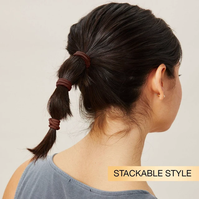 Alt view image 5 of 7 - No Damage Elastic Hair Ties - Brown - All Hair - 4mm - 18pcs: Hair Styling Accessories