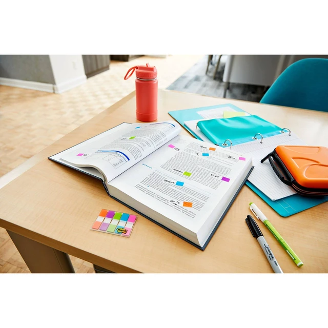 Alt view image 3 of 7 - Flags, Assorted Bright Colors, .5 in. Wide, 100 Flags/OntheGo Dispenser: Multicolor Removable File Tabs
