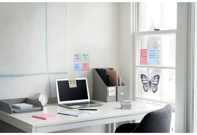 Alt view image 5 of 7 - 100% Recycled Paper Super Sticky Notes, 3 in. x 3 in., Wanderlust Pastels, 5 Pads/Pack, 70 Sheets/Pad: Multicolored Stationery, Uncoated