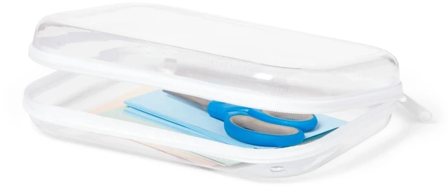 Alt view image 3 of 7 - Hard Sided Zipper Pencil Case Clear