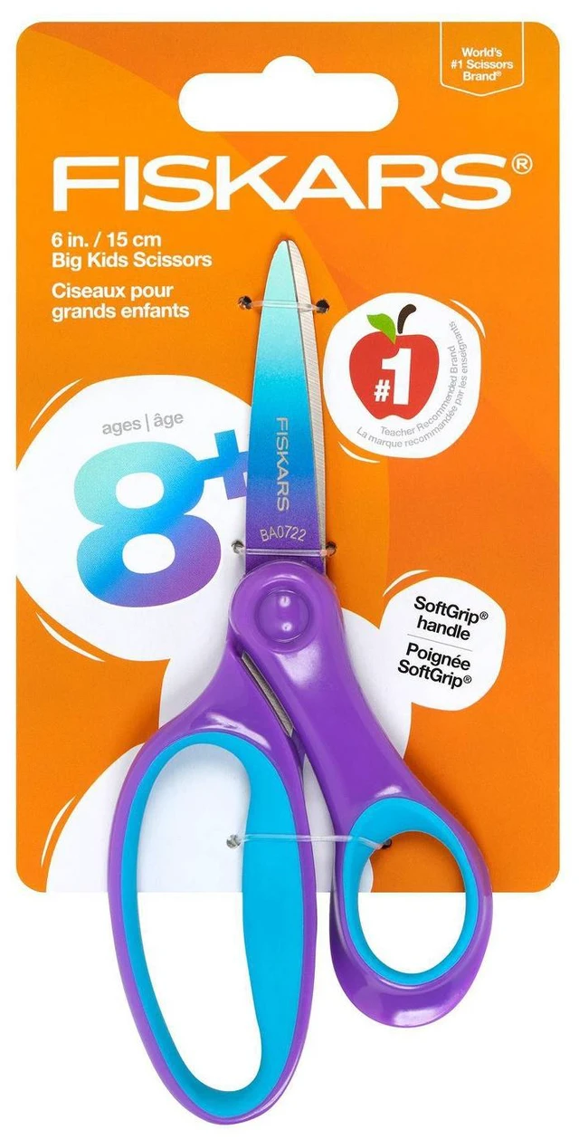 Main image of Pointed-Tip Softgrip School Supplies Big Kids Scissors for Kids 8 to 11 - 6" Scissors - Purple Ombre