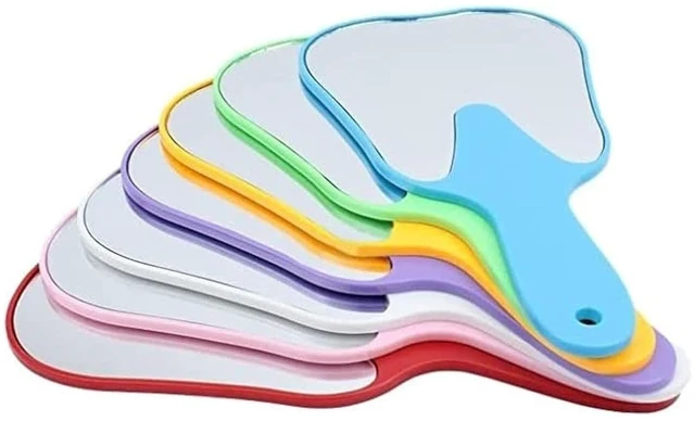 Main image of 7 Pack Rainbow Tooth Shaped Dental Hand Mirror Set