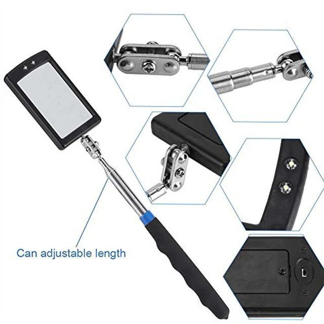 Alt view image 3 of 4 - Telescoping Lighted Inspection MirrorTelescoping LED Lighted Inspection Mirror 360 Swivel for Extra Viewing