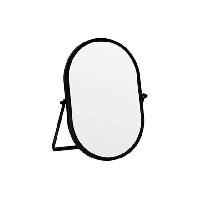 Alt view image 2 of 5 - Oval Vanity Mirror with Stand, Metal Frame (Black, 5.9 x 8.9 inches)