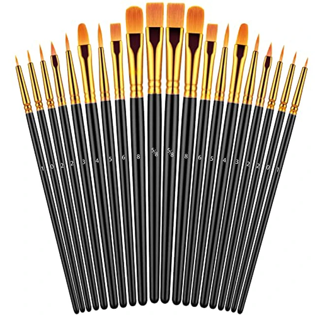 Alt view image 2 of 5 - Black Paint Brushes Set for Acrylic Painting, 20 Pcs Oil Watercolor Acrylic Paint Brush, Artist Paintbrushes for Body Face Rock Canvas, Kids Adult Drawing Arts Crafts Supplies, Blue
