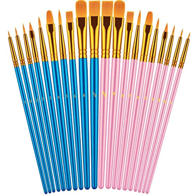 Alt view image 3 of 5 - Black Paint Brushes Set for Acrylic Painting, 20 Pcs Oil Watercolor Acrylic Paint Brush, Artist Paintbrushes for Body Face Rock Canvas, Kids Adult Drawing Arts Crafts Supplies, Blue