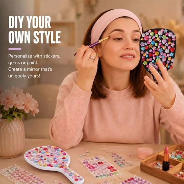 Alt view image 4 of 7 - 16 Pcs Small Handheld Mirrors, Black, White