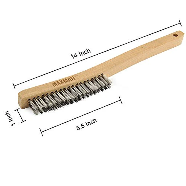 Alt view image 3 of 6 - Wire Brush, 14" Stainless Steel Bristle, Heavy Duty Rust Remover