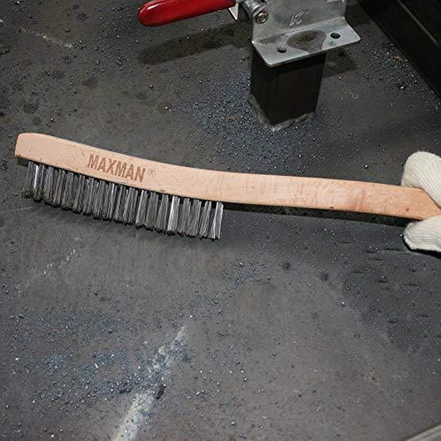 Alt view image 5 of 6 - Wire Brush, 14" Stainless Steel Bristle, Heavy Duty Rust Remover