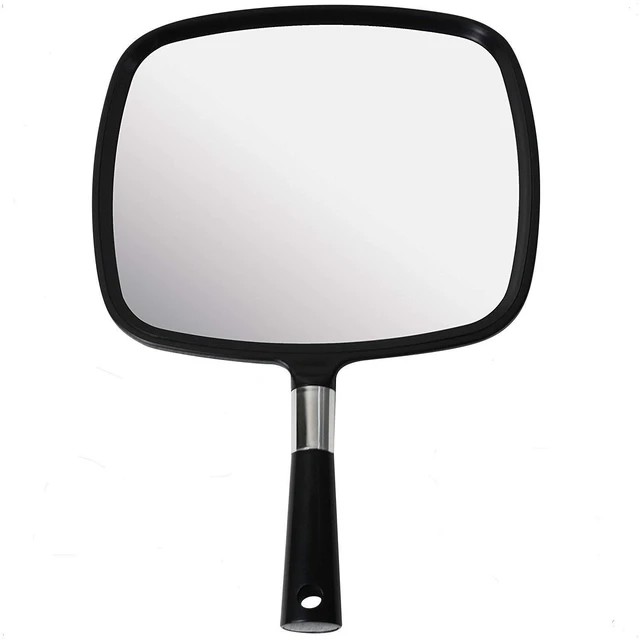 Main image of Large Hand Mirror with Comfy Handle, 9" x 13" (Black)