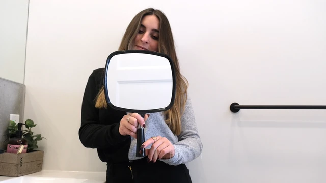 Alt view image 4 of 4 - Large Hand Mirror with Comfy Handle, 9" x 13" (Black)