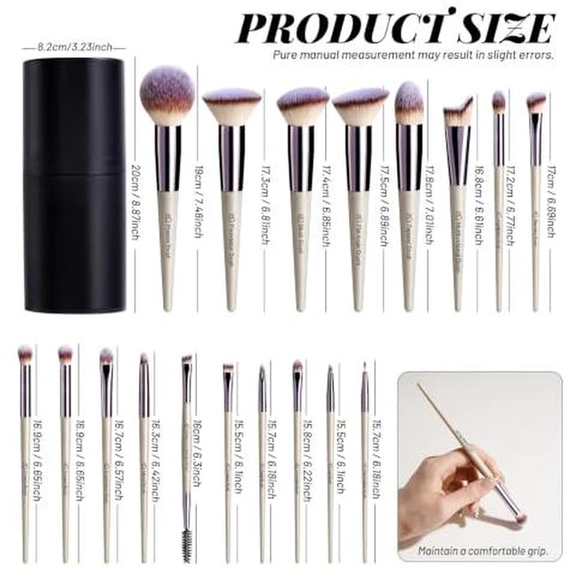 Alt view image 5 of 7 - Makeup Brush Set 18 Pcs Professional Foundation Powder Concealers Eyeshadow Blush Synthetic Makeup Brushes with Labeled instruction Black Case Upgraded Version