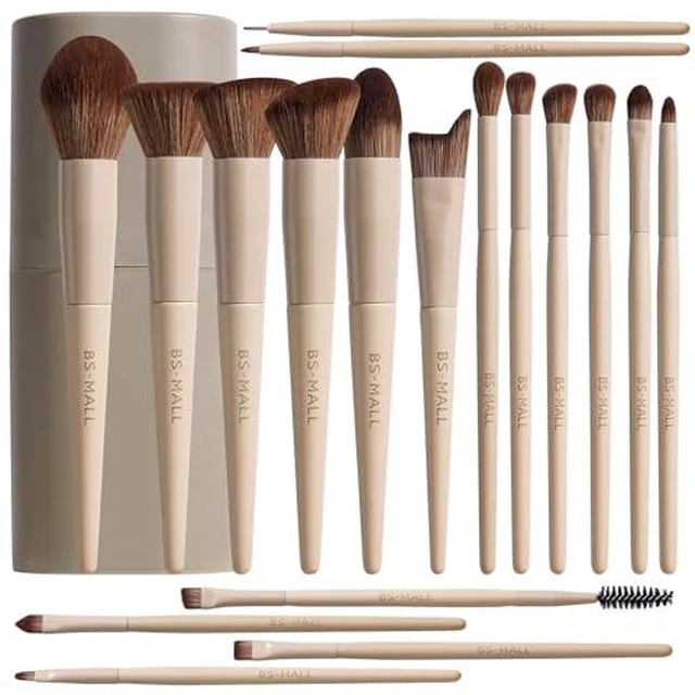 Alt view image 6 of 7 - Makeup Brush Set 18 Pcs Professional Foundation Powder Concealers Eyeshadow Blush Synthetic Makeup Brushes with Labeled instruction Black Case Upgraded Version